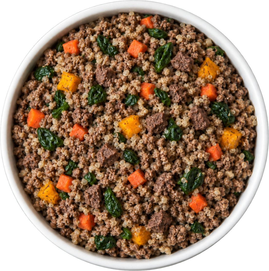 DogUnity beef recipe with quinoa and spinach