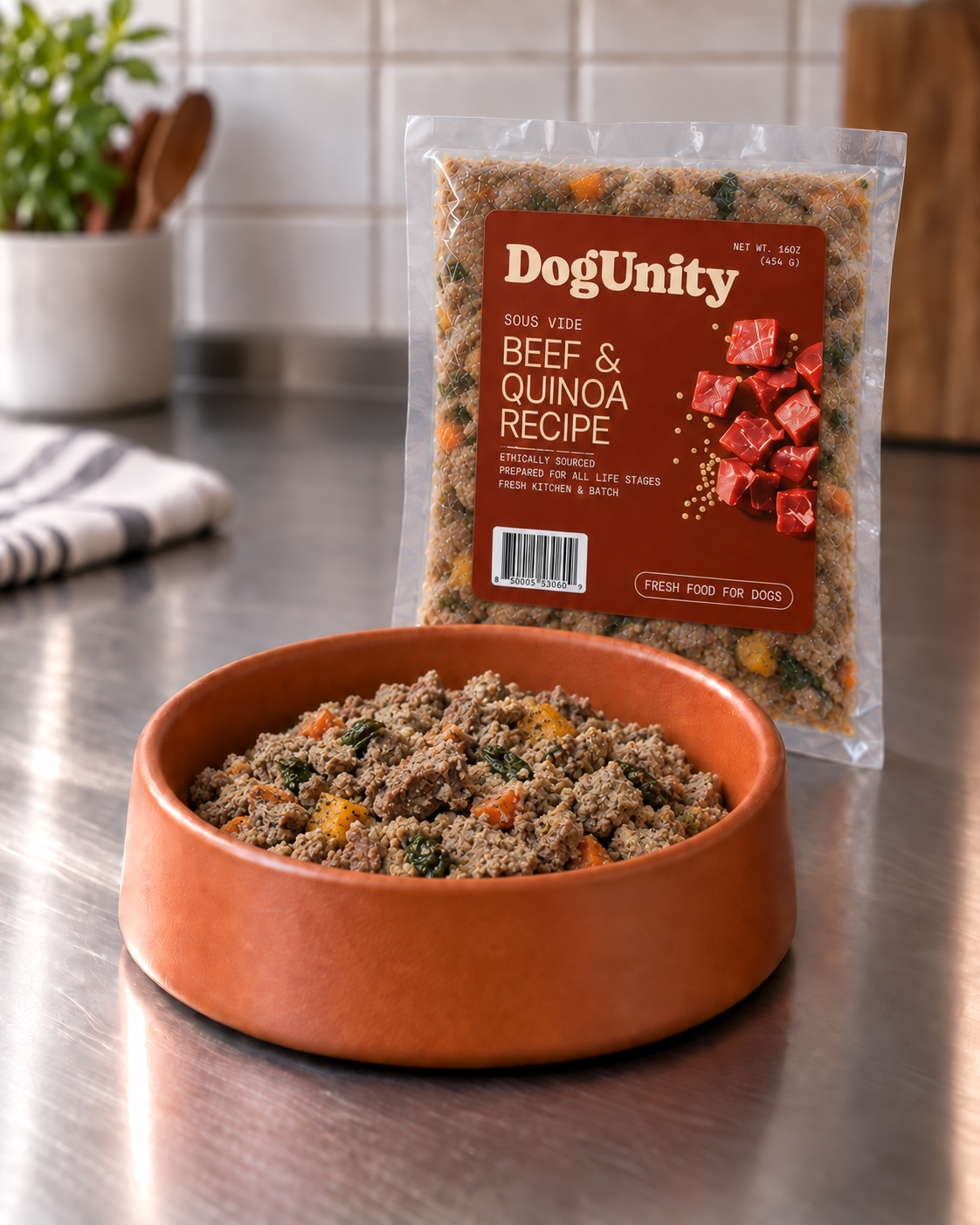 Finished bowl of fresh DogUnity beef pack