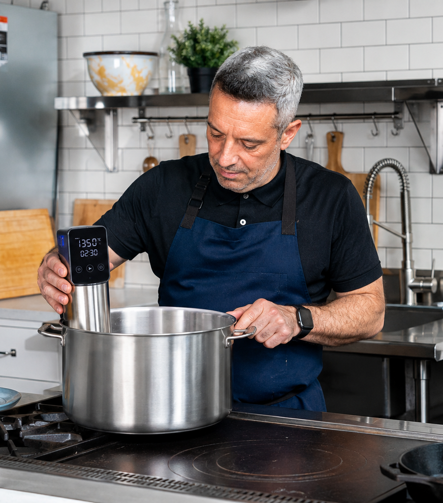 Chef John DeLucie preparing DogUnity food sous-vide